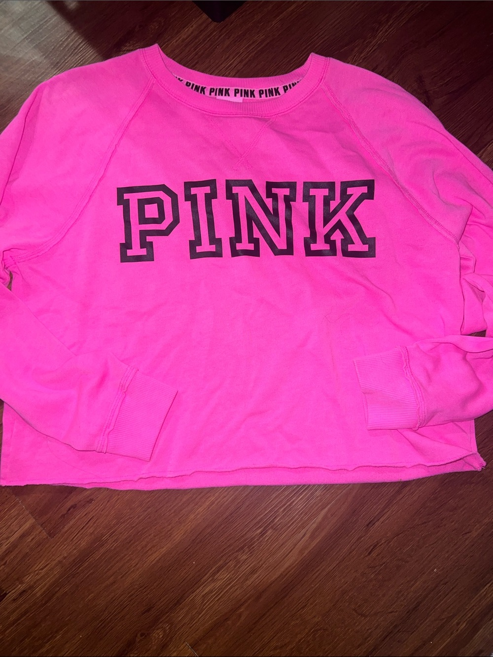PINK Victoria's Secret Neon Hot Pink Logo Sweatshirt